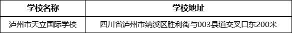 瀘州市天立國際學校學校地址在哪里？