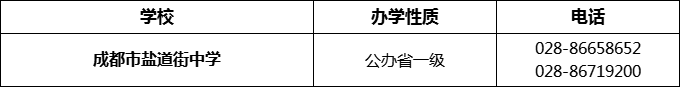 2024年成都市鹽道街中學招辦電話是多少？