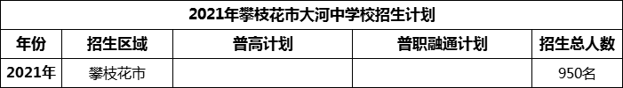 2024年攀枝花市大河中學校招生計劃是多少？