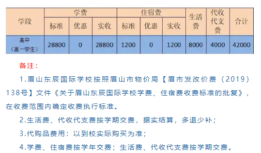 2025年眉山市眉山東辰國際學校學費多少錢？