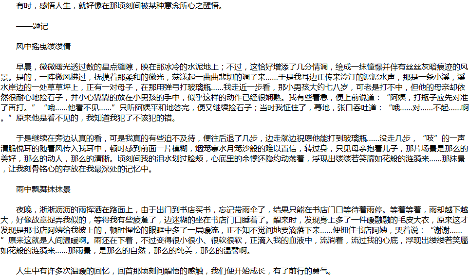 2020年中考滿分作文說(shuō)明文參考范文：那時(shí)，我淚流滿面